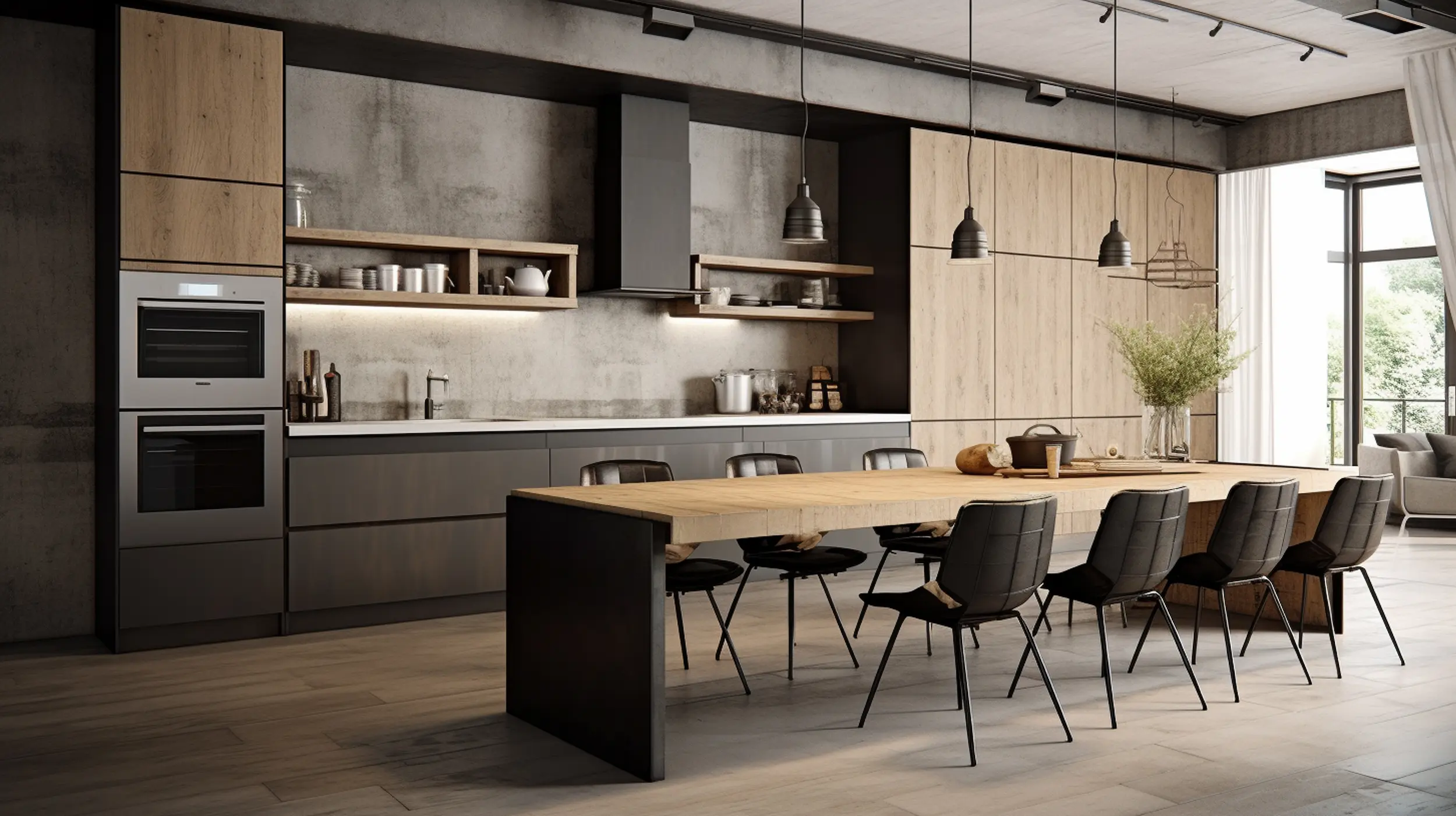 Reforma parcial de una cocina en tonos madera y negros